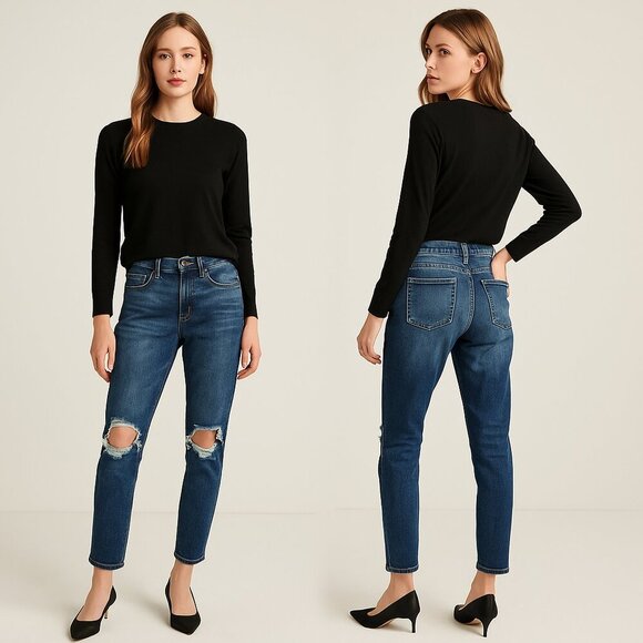 KUT FROM THE KLOTH 🔥 Catherine Boyfriend Distressed High-Rise Jeans Sz 0 👖✨ - Picture 1 of 16